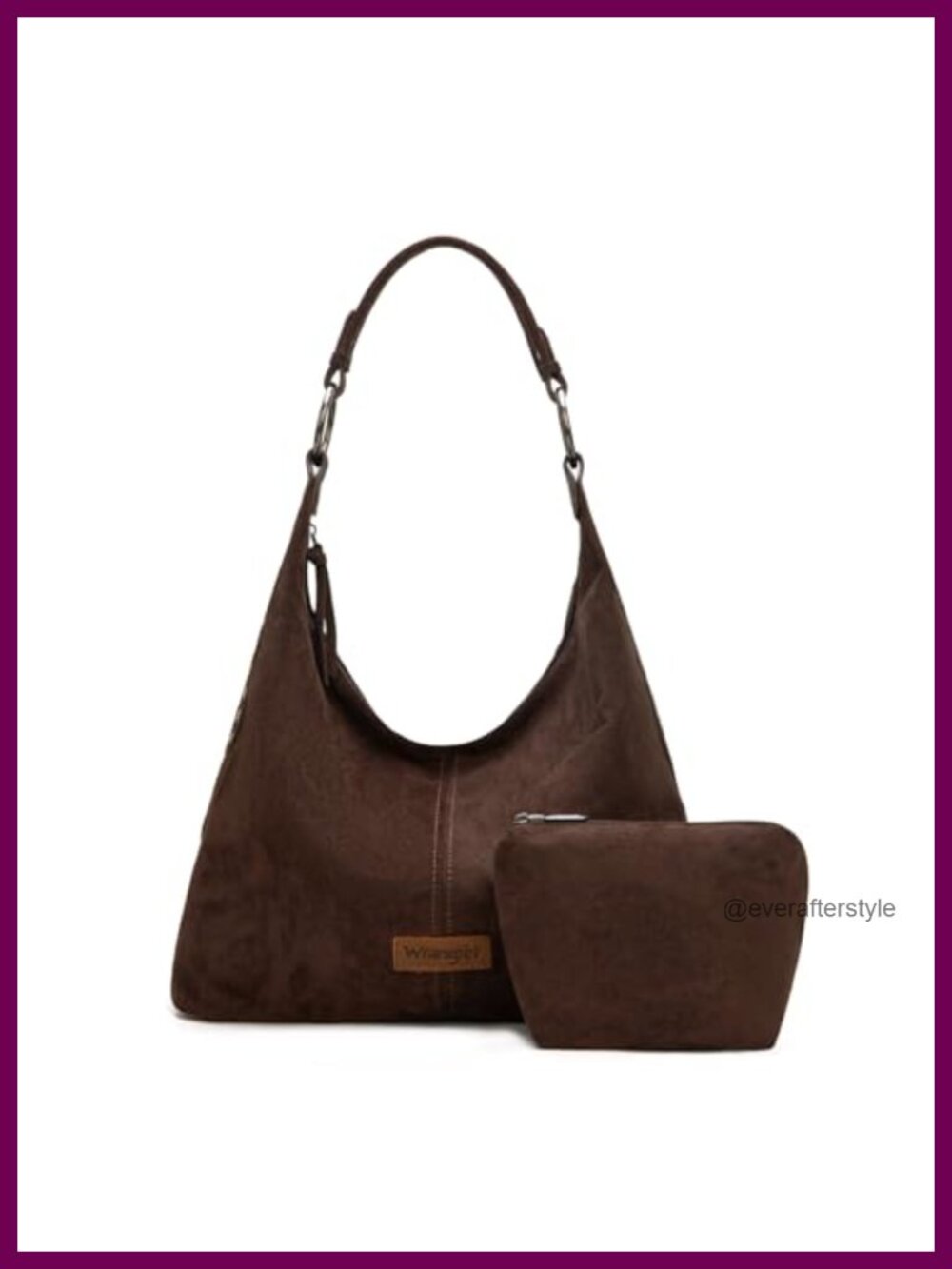 Wrangler Suede Hobo Purse for Women Embossed Slouchy Shoulder Bag Set